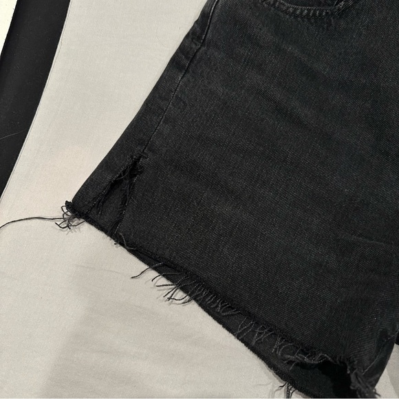 Agolde Black Distressed Denim Jean Shorts - Picture 3 of 7